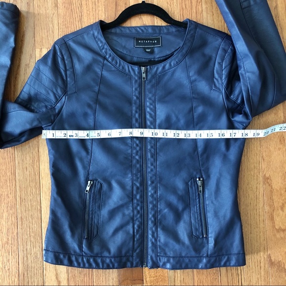 Metaphor Navy Faux Leather Jacket - Size Medium - Picture 6 of 8